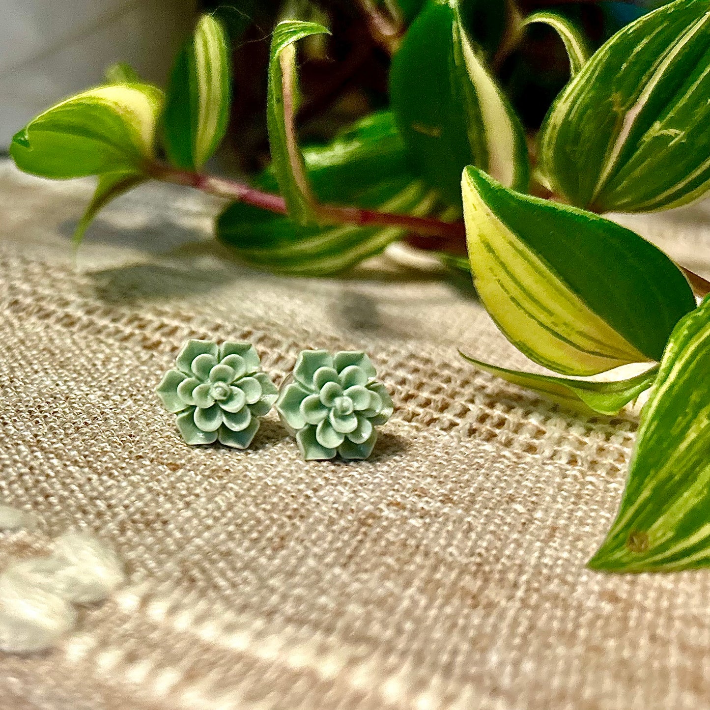 Mint Green Succulent Earrings