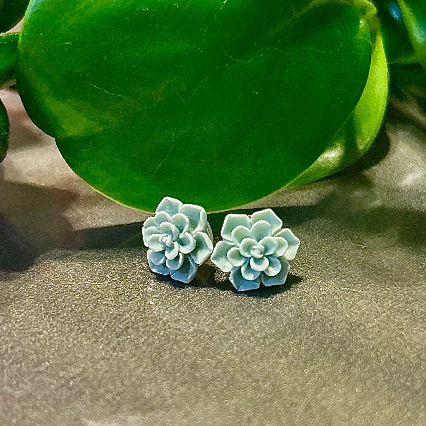 Mint Green Succulent Earrings