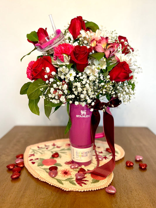 Valentine’s Stanley Tumbler Arrangement